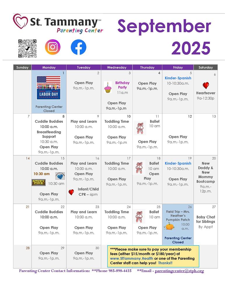 St. Tammany Health System Parenting Center September 2025
